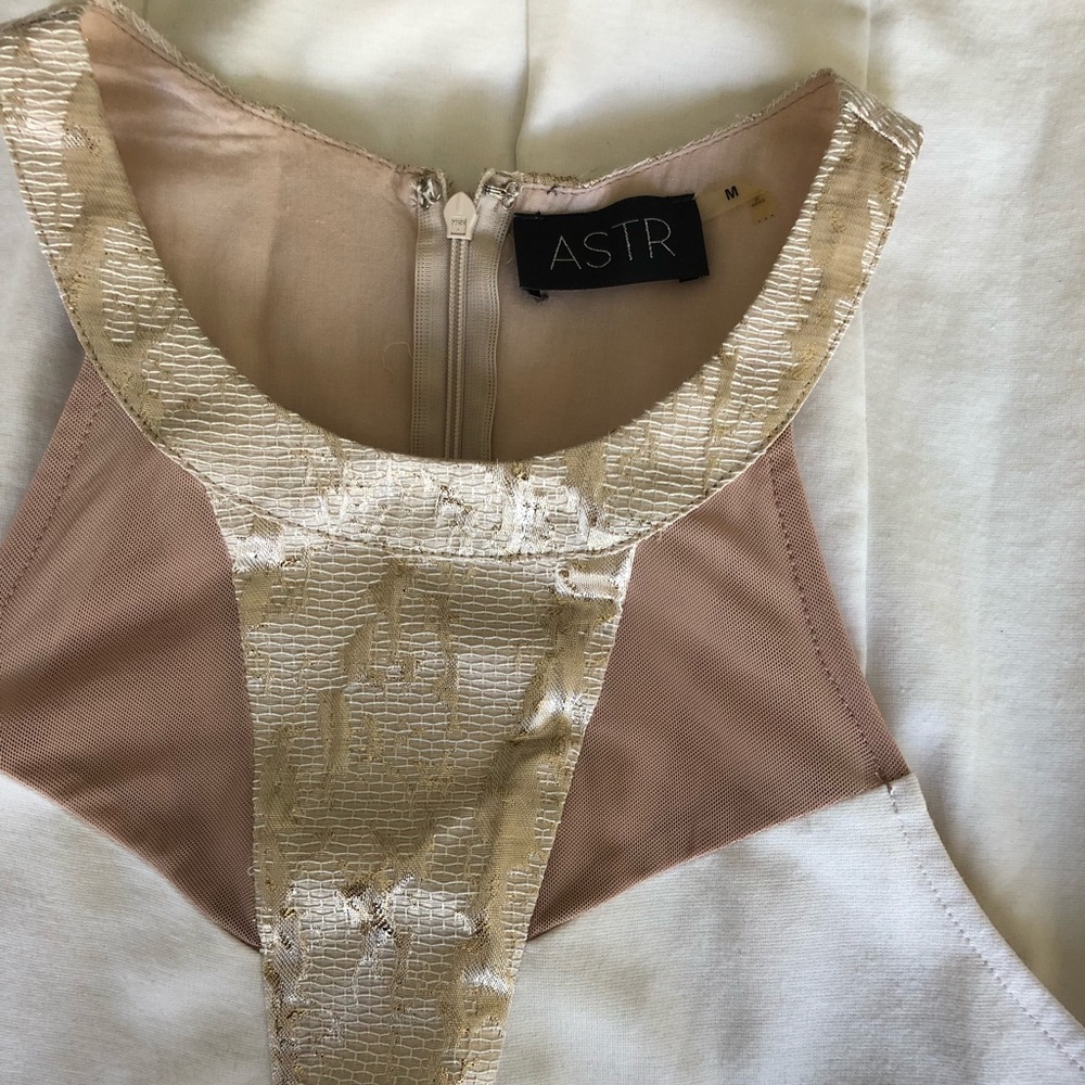 Astr gold and white cocktail dress